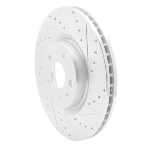 Cadillac CTS Brake Rotor (1) - Front Right - R1 Concepts - Drilled & Slotted - Silver - `08-`17